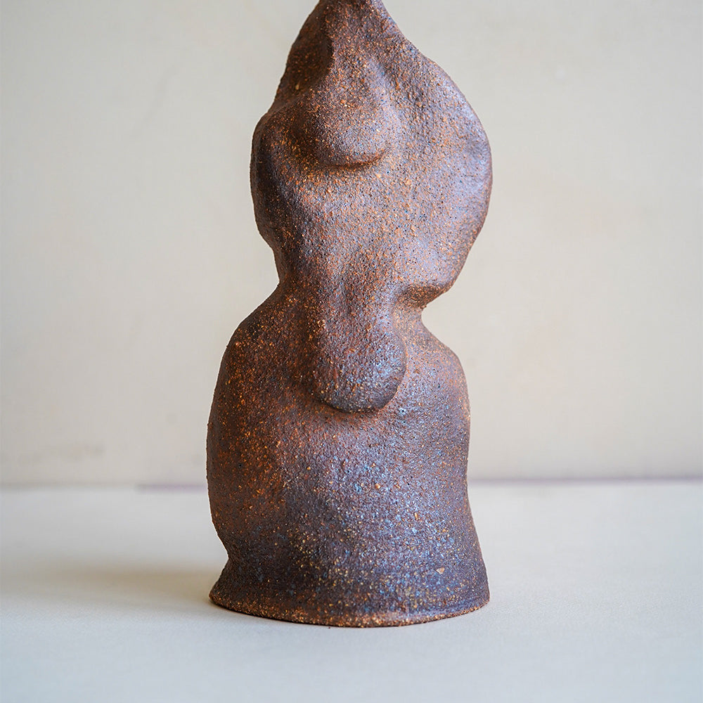 Petite Minimal Bud Vase RM-MINI-4 speckled terracotta ceramic bud vase with sculpted form and matte texture