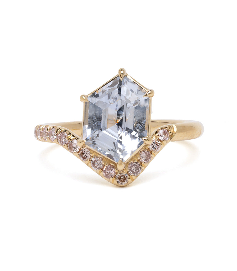 Aura by SK-R120-Sapp-FFS-2.97 gold engagement ring with emerald-cut center stone and pavé side stones