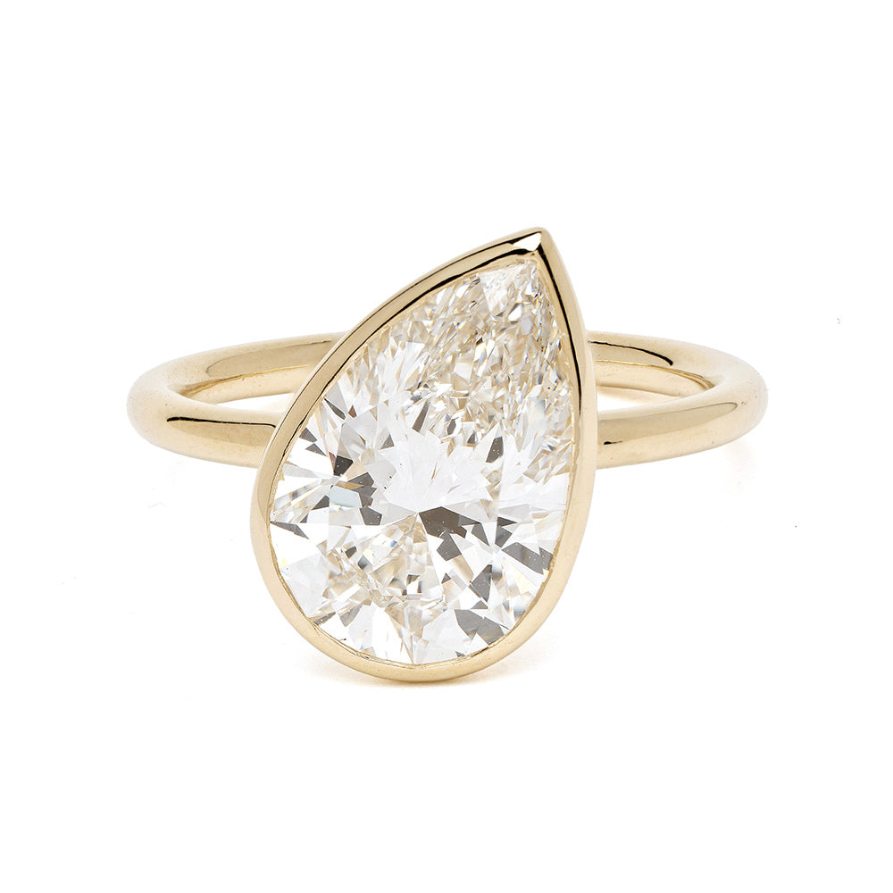 Billie Bezel SK-R94B-TILT-LGD-PS-3.52 gold unique engagement ring teardrop bezel lab grown diamond