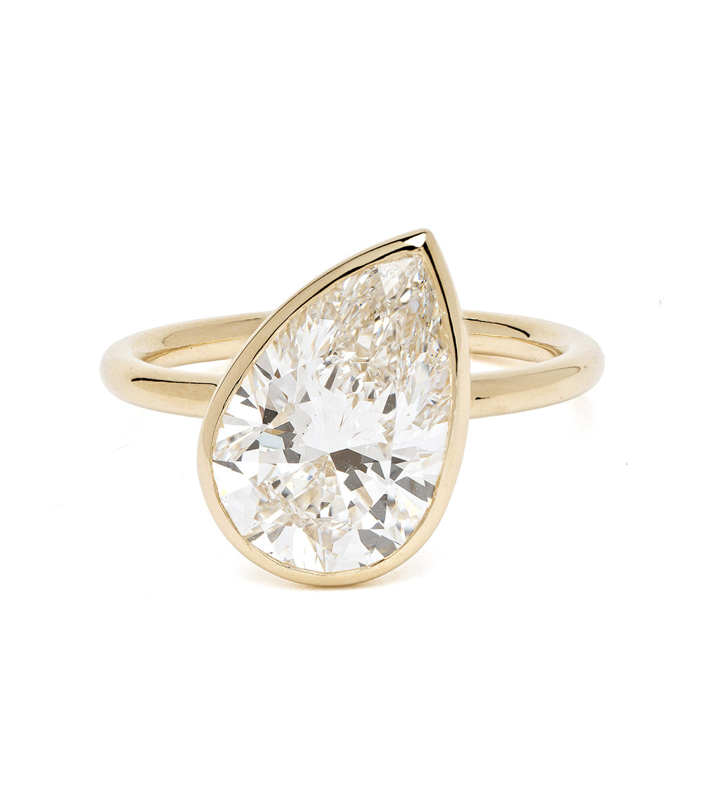Billie Bezel SK-R94B-TILT-LGD-PS-3.52 gold unique engagement ring teardrop bezel lab grown diamond