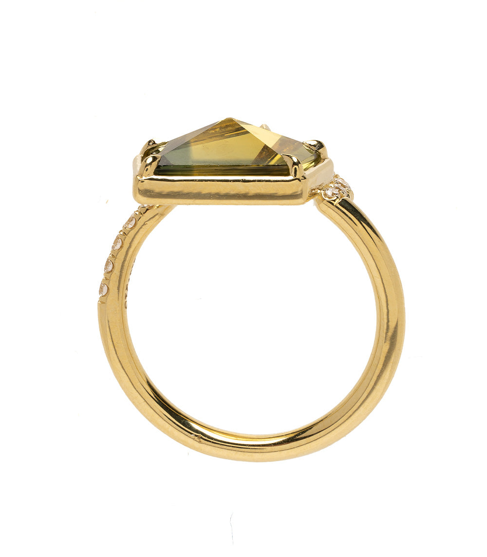 Aura by SK-R120-Sapp-FF-2.75 gold ring with a rectangular yellow stone and subtle pavé band