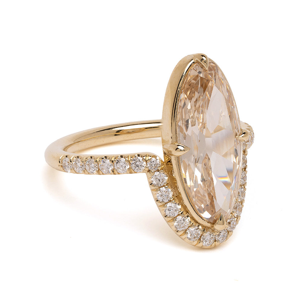 Aura by SK-R120-CD-EOB-2.75 unique engagement ring in gold with marquise center and pavé diamonds