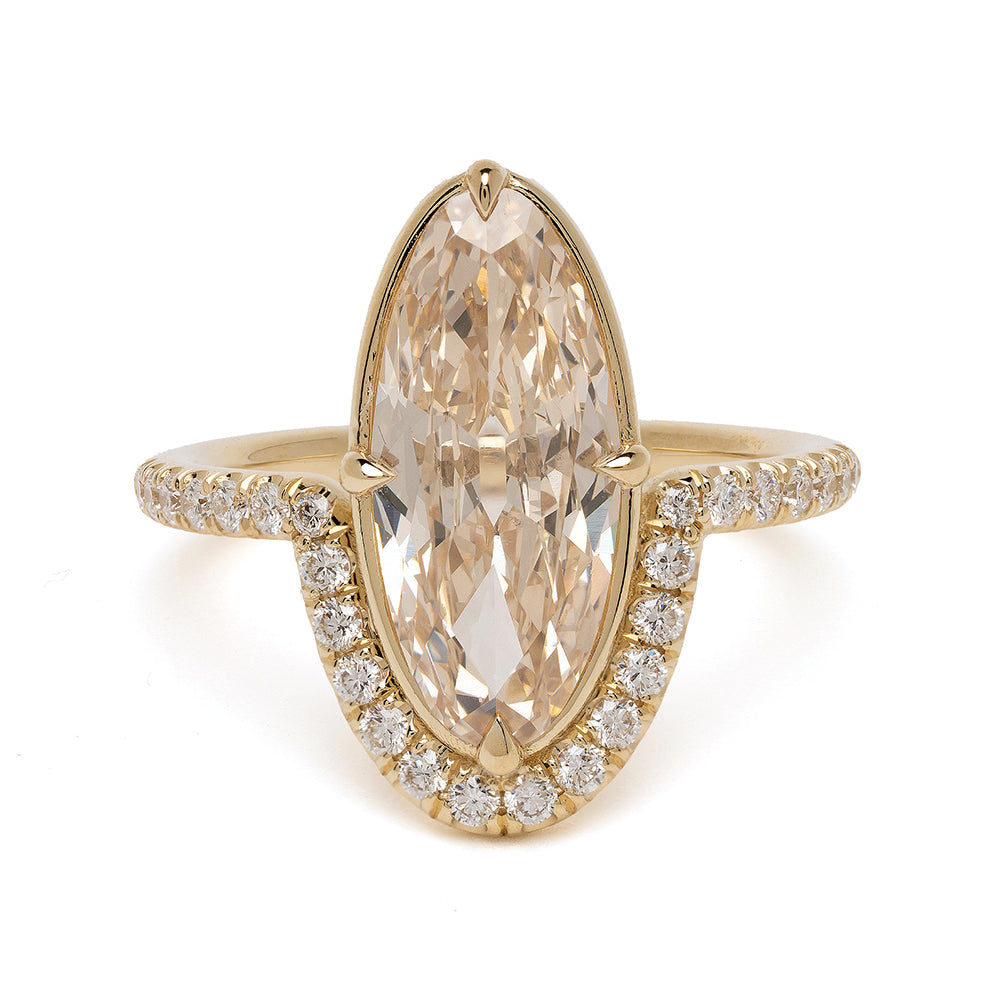 Aura by SK-R120-CD-EOB-2.75 oval gold engagement ring with pavé diamond halo and split shoulders