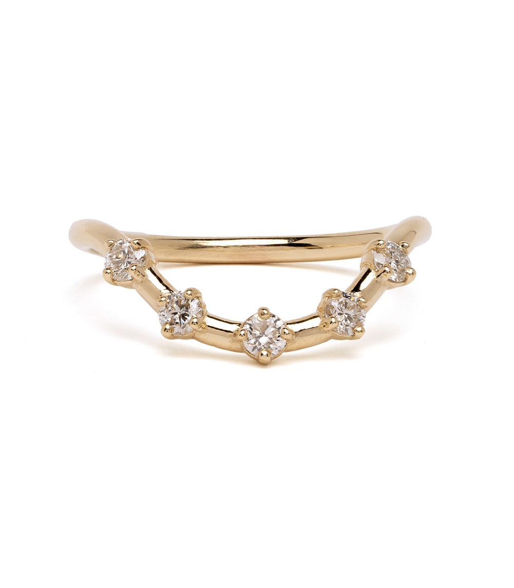 Halo Nesting Band by NB-R4-WD, 14K yellow gold unique engagement ring with shiny halo setting.
