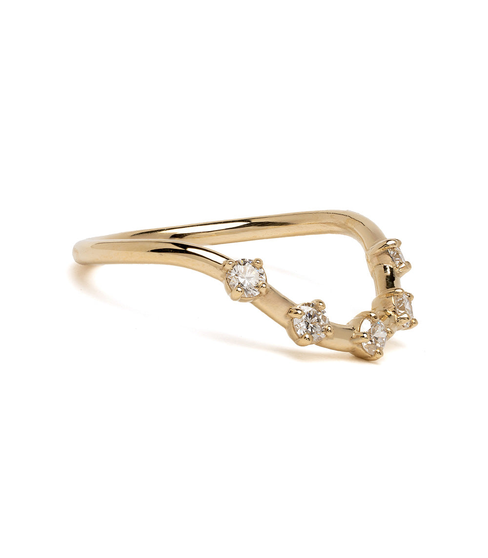 Halo Nesting Band NB-R4-WD in 14K yellow gold, shiny 3 stone engagement ring with bright halo details.