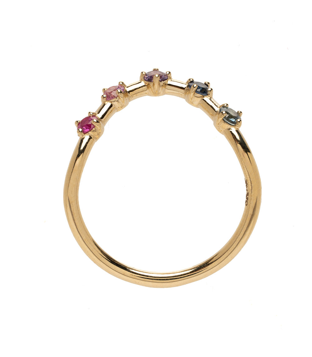 Halo Nesting Band NB-R4-PSP 14K yellow gold ring with multicolor gemstone halo accents, shiny finish
