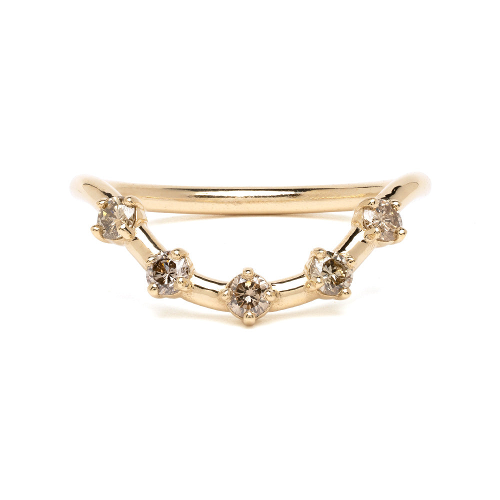 Halo Nesting Band NB-R4-CD 14K yellow gold band with shiny setting and round halo stones