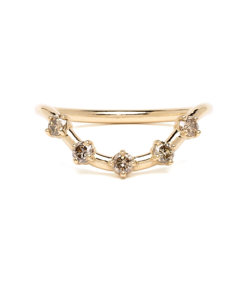 Halo Nesting Band NB-R4-CD 14K yellow gold band with shiny setting and round halo stones