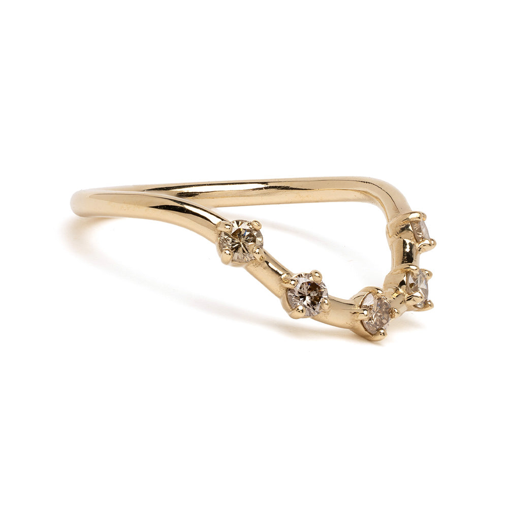 Halo Nesting Band NB-R4-CD 14K yellow gold 3 stone engagement ring with shiny halo settings