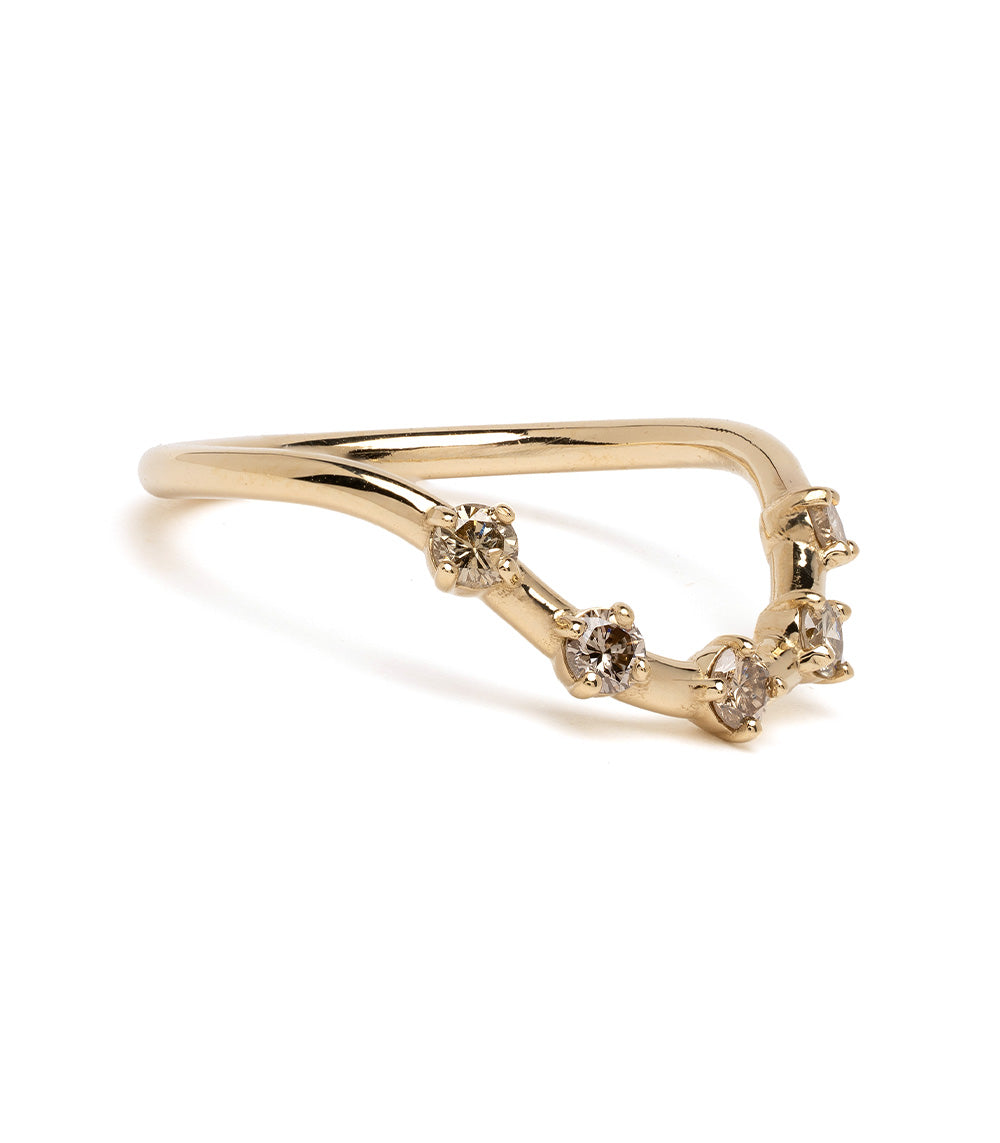 Halo Nesting Band NB-R4-CD 14K yellow gold 3 stone engagement ring with shiny halo settings