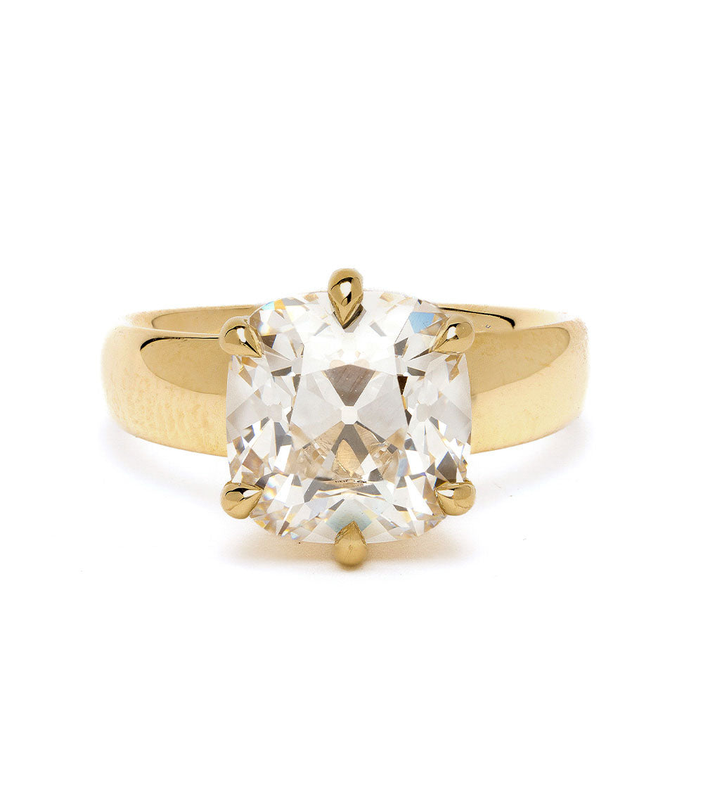 Ella by SK-R62-LGD-OMC-NS-4.51 unique engagement ring in yellow gold with large cushion-cut diamond