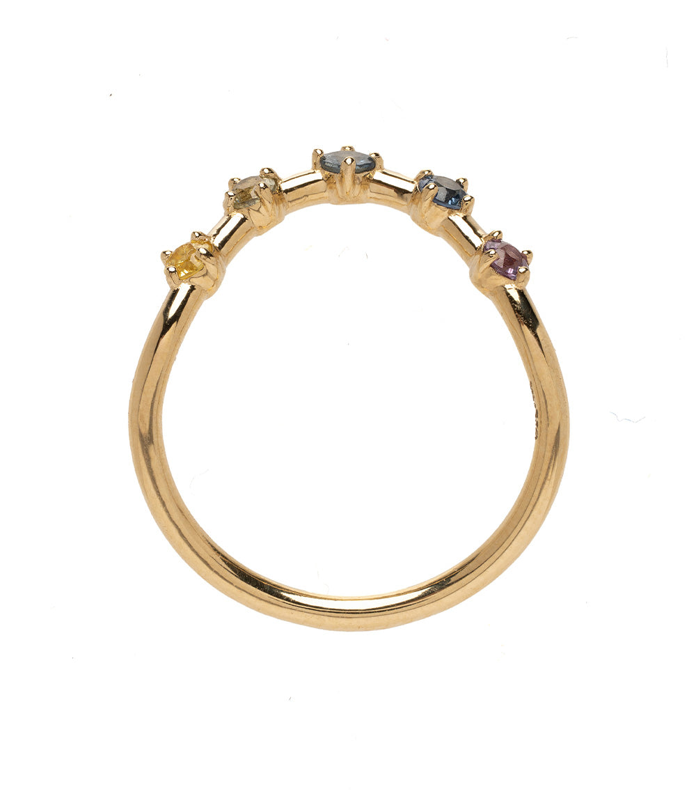 Halo Nesting Band NB-R4-BSP 14K yellow gold band with halo stones and shiny finish