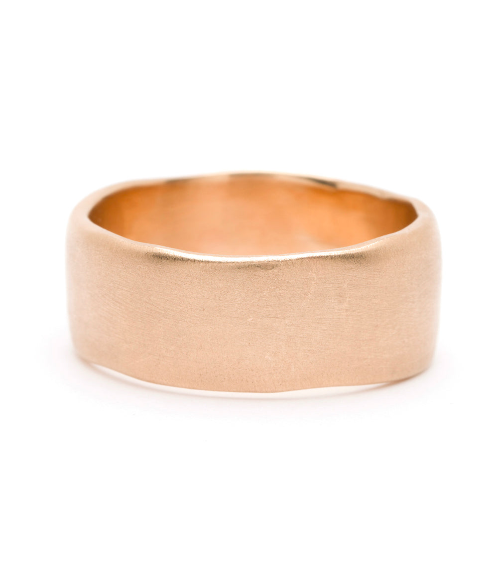 Torn Paper Wedding Band M-R4-10 matte rose gold wedding band with smooth rounded edges and inner shine