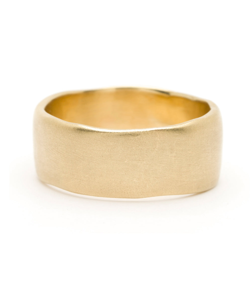 Torn Paper Wedding Band M-R4-10 matte 14K yellow gold wedding band with brushed torn-paper texture
