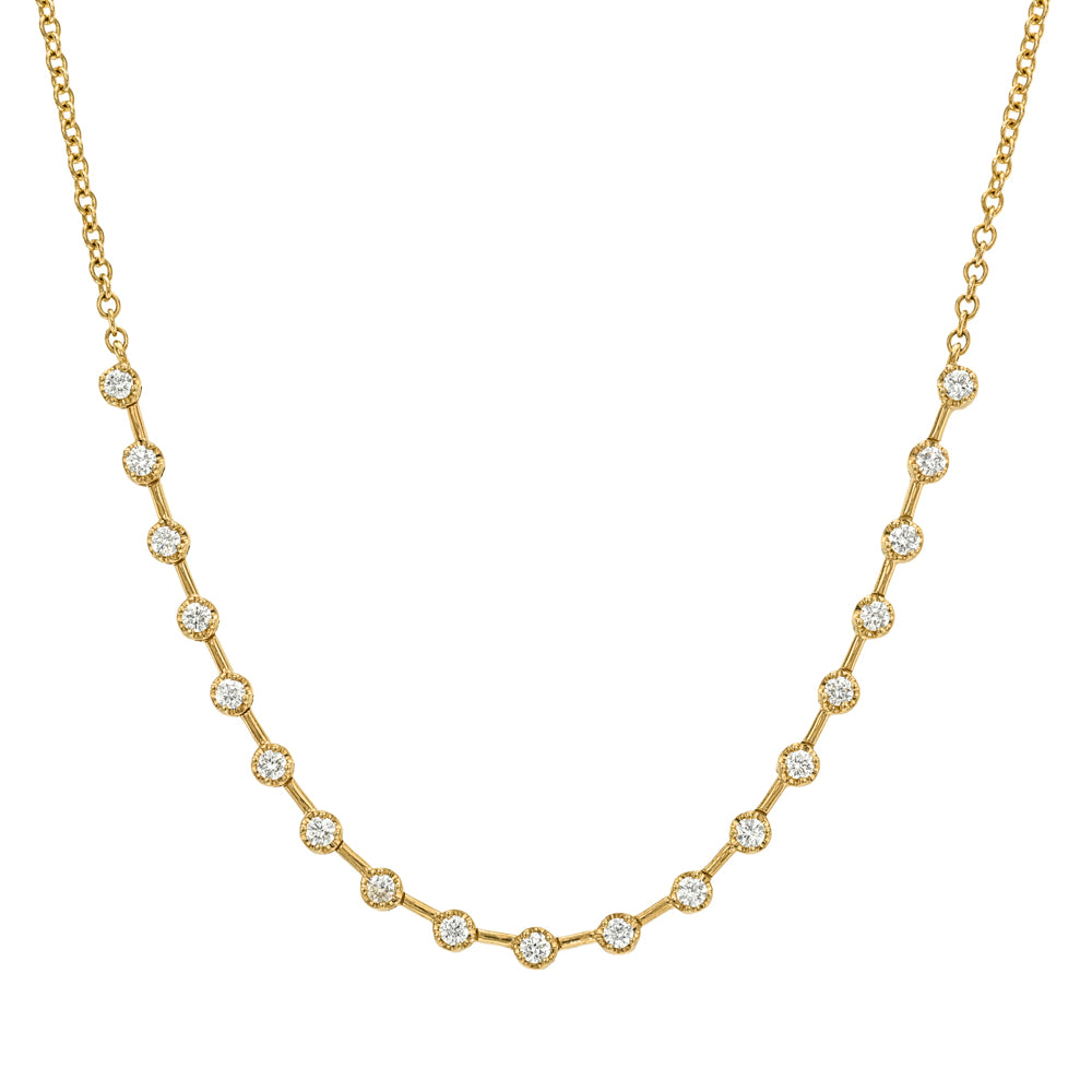 14k Yellow Gold 19 Diamond Gold Bar Necklace With Chain .41ctw Cc Dn12 A