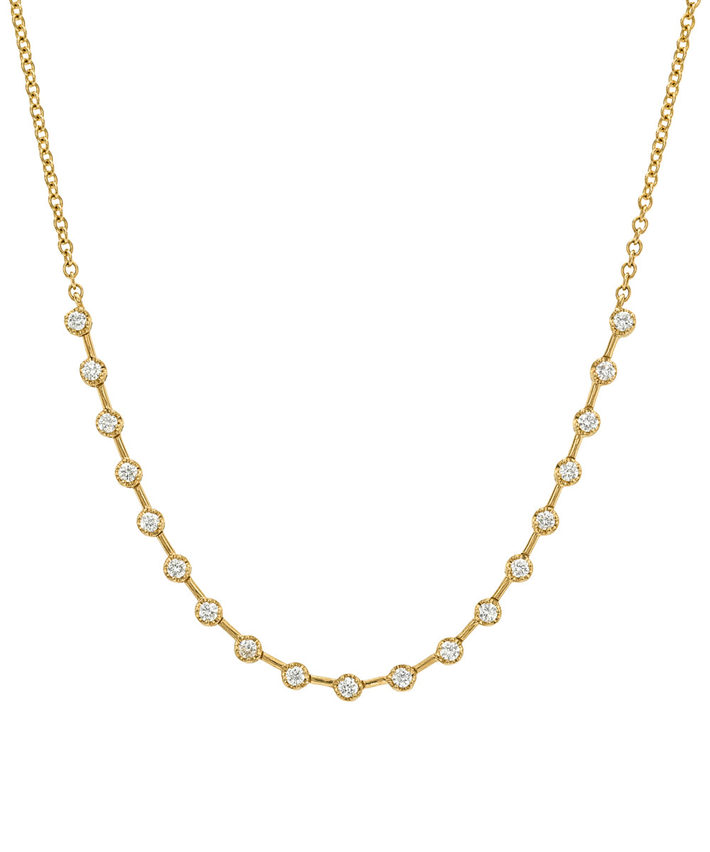 14k Yellow Gold 19 Diamond Gold Bar Necklace With Chain .41ctw Cc Dn12 A