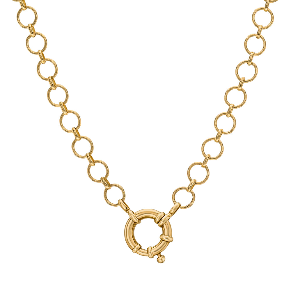 14k Yellow Gold Round Chain Necklace With Round Charm Holder Sk Cn C8 Cc