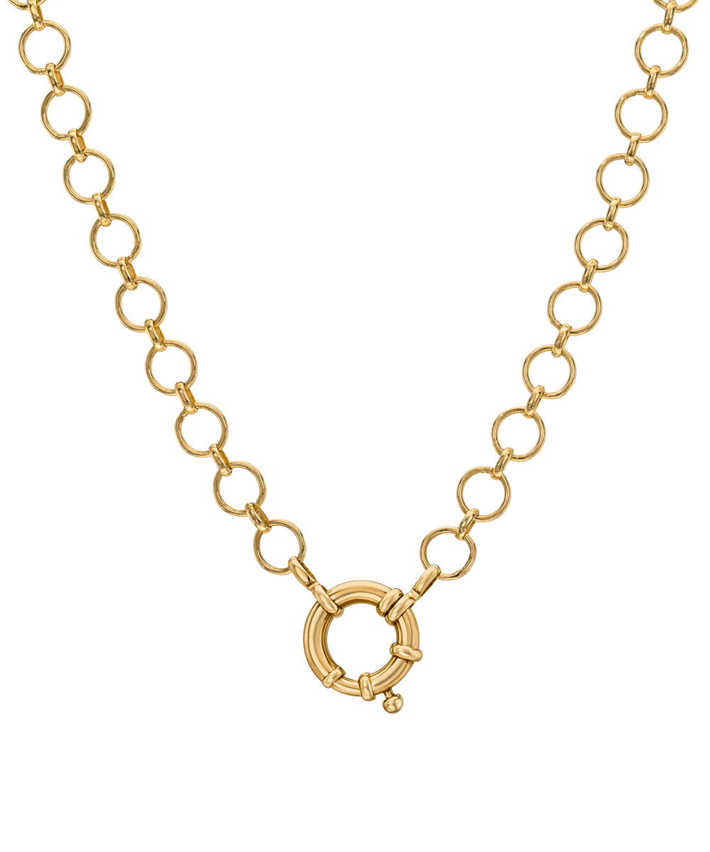 14k Yellow Gold Round Chain Necklace With Round Charm Holder Sk Cn C8 Cc