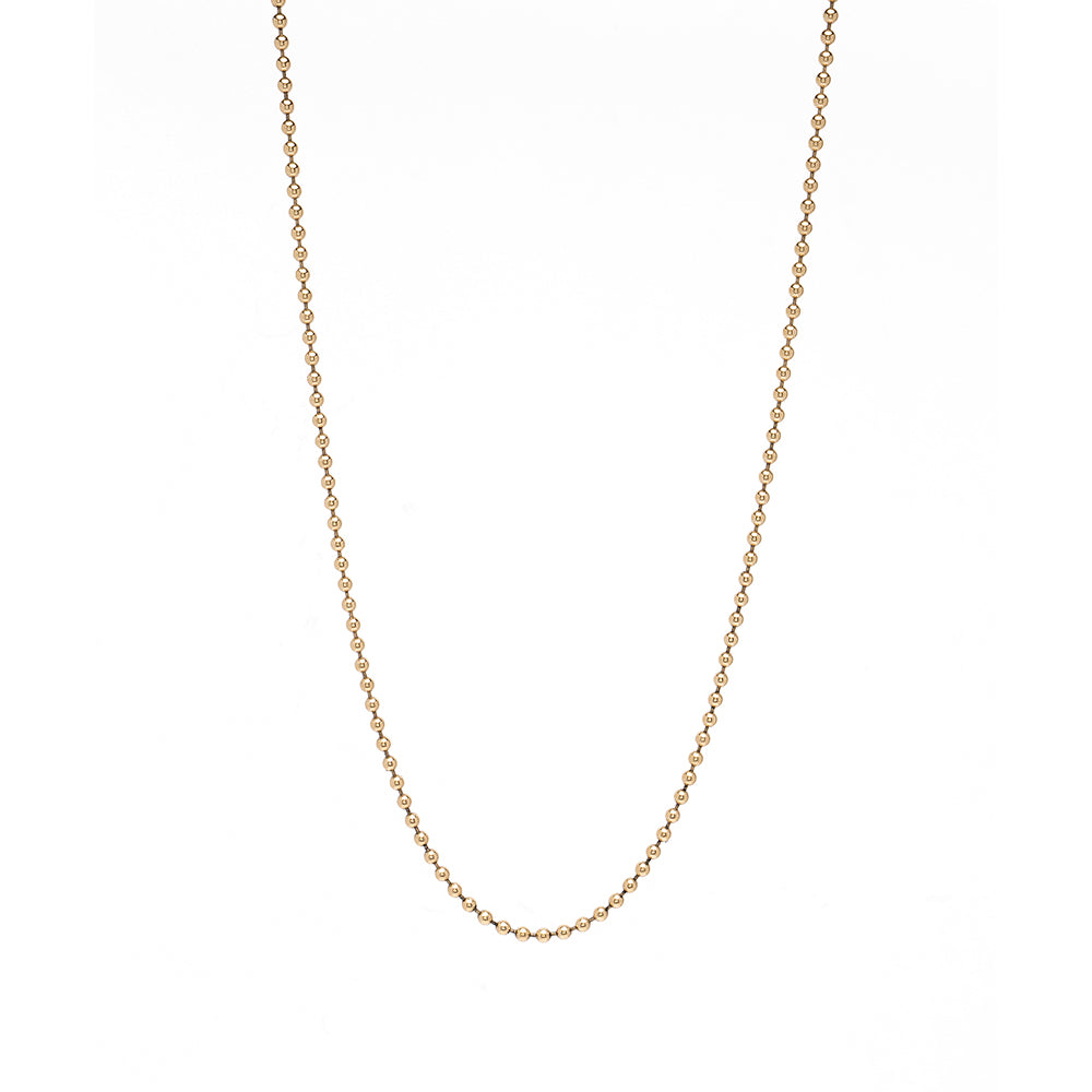 The Mod CN-C6 gold beaded ball chain necklace with evenly spaced round links on a plain background