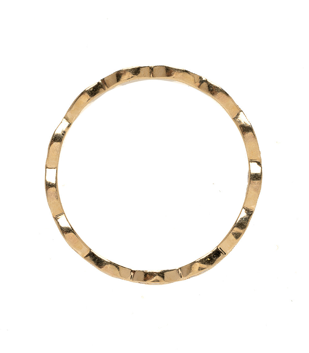 Marvelous Marquise AL-R10 gold ring band in 14K yellow gold with shiny hammered marquise-style texture