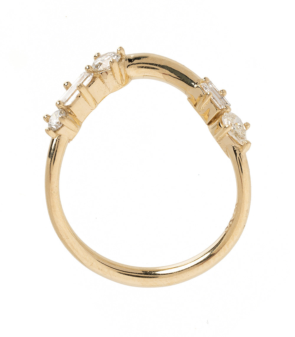 Medium Melt Band by EGB-R15 in shiny 14K yellow gold with prong-set diamond stones, slender band