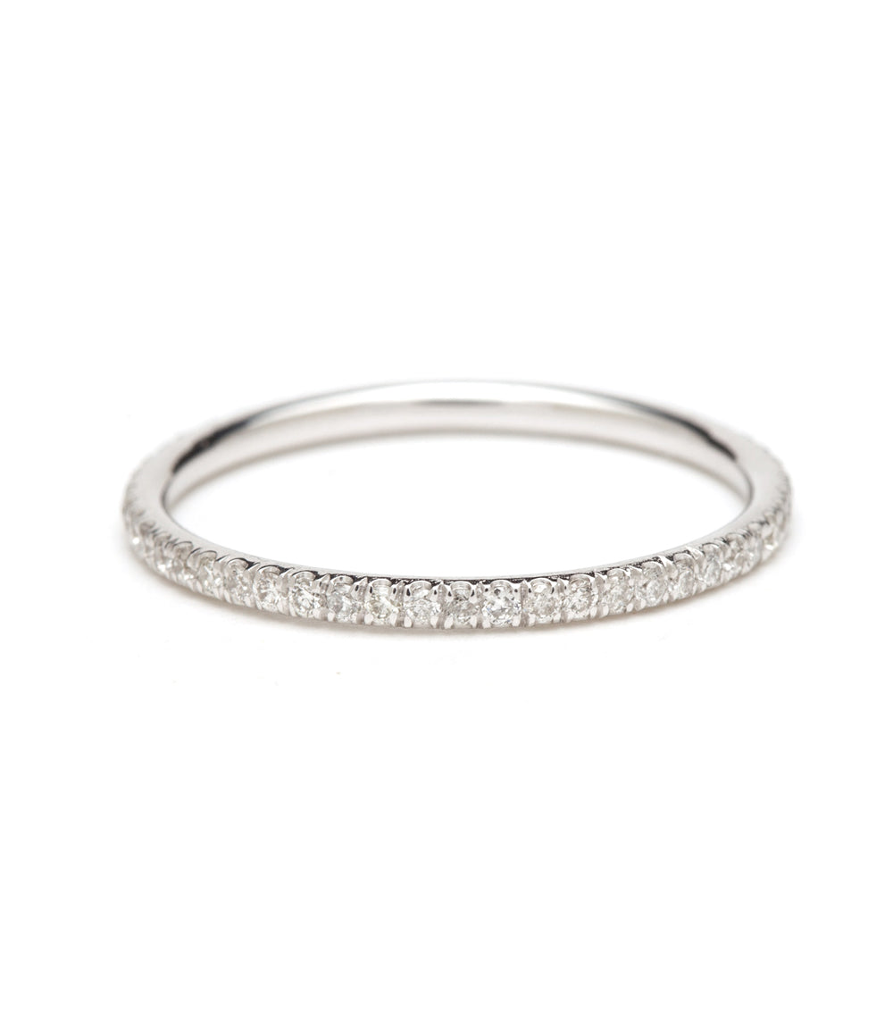 Classic Wire Band EB-R9 white gold diamond pavé wire band with shiny finish, clean profile