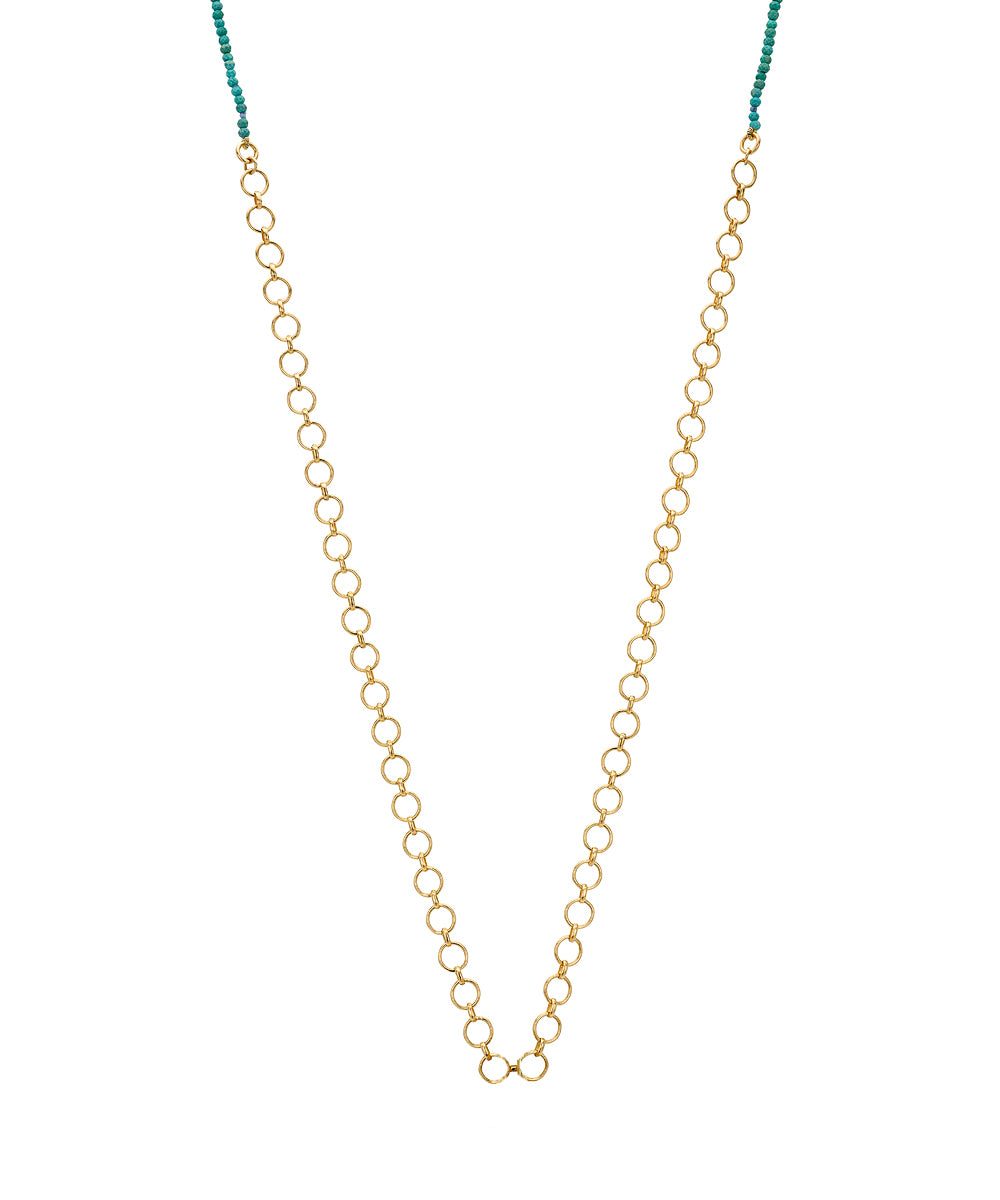 14k Loop Chain Necklace With Half Turquiose Chain Sk Cn C8 Turq A