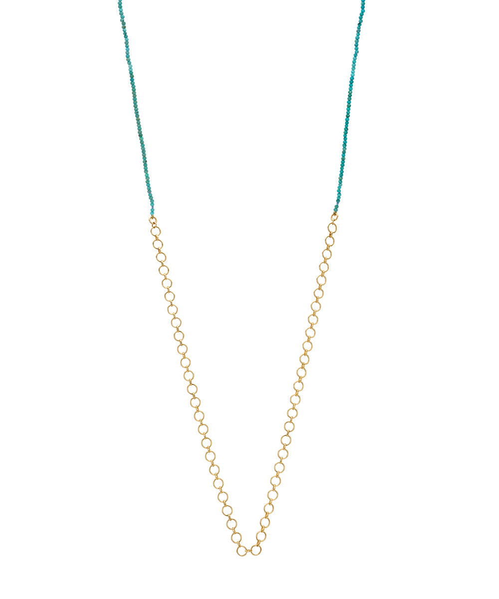 14k Loop Chain Necklace With Half Turquiose Chain Sk Cn C8 Turq B