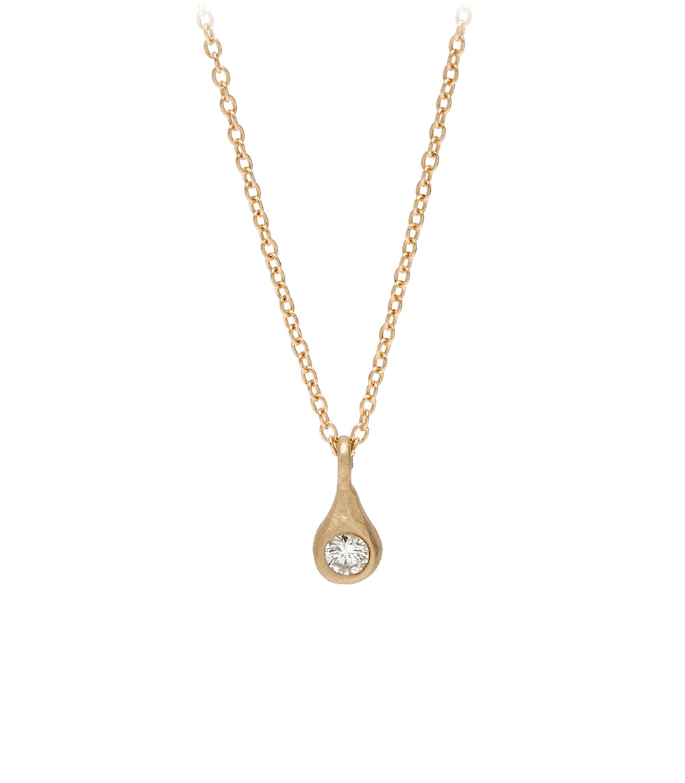 Rain or Shine Necklace by CT-N35 in shiny 14K yellow gold with teardrop diamond pendant on chain