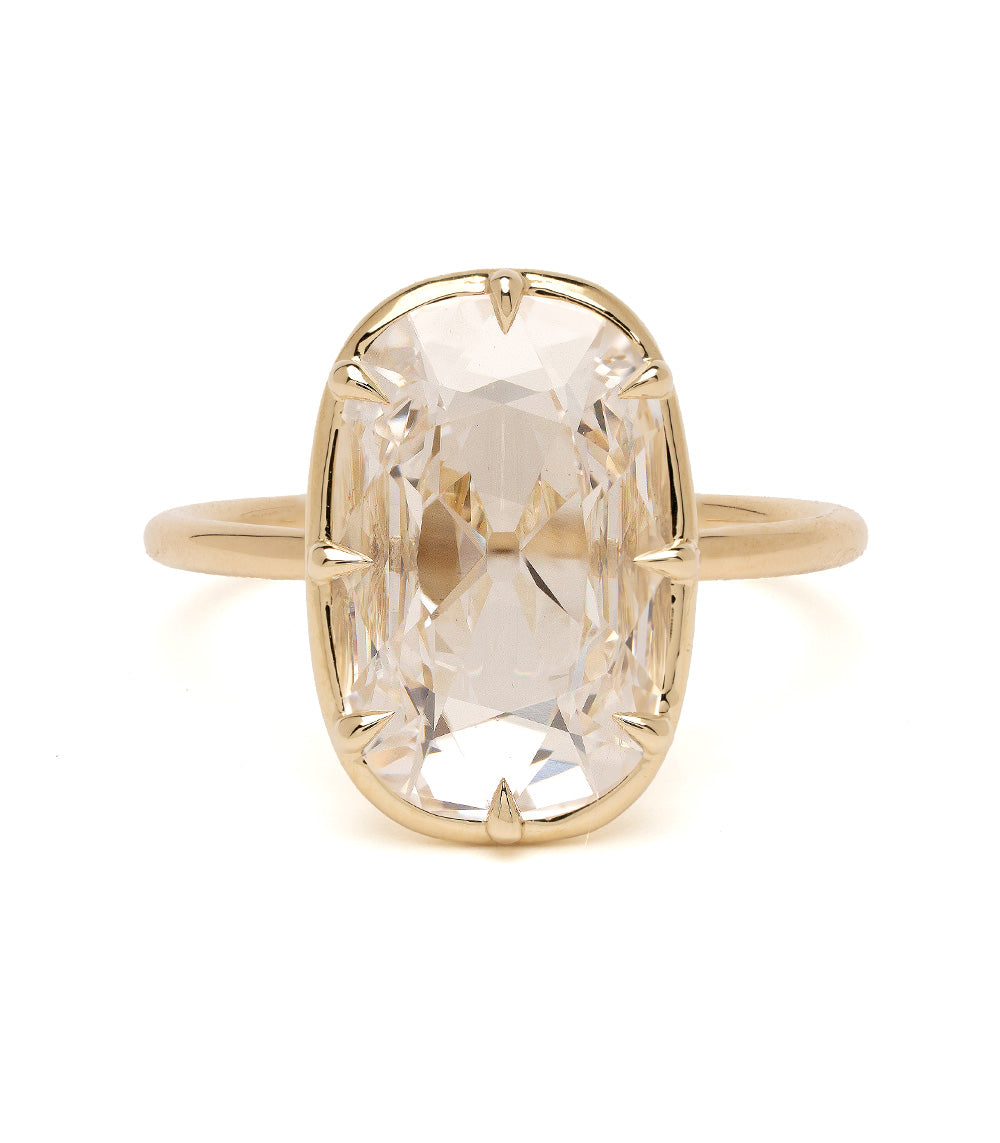 Gigi by Sofia Kaman understated unique engagement ring with lab grown diamond center in yellow gold