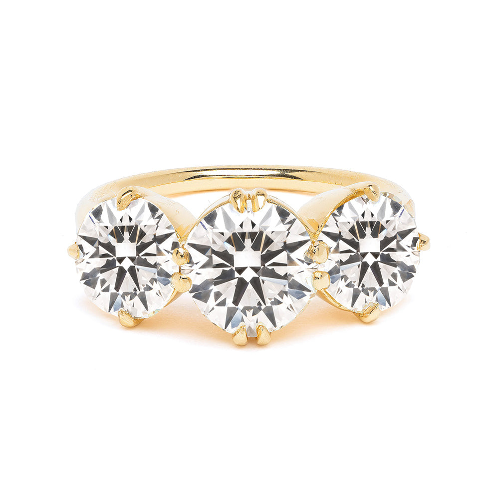 Claudette 3 Stone Engagement Ring SK-R68-LGD-3.22 yellow gold 3 stone engagement ring, three round diamonds