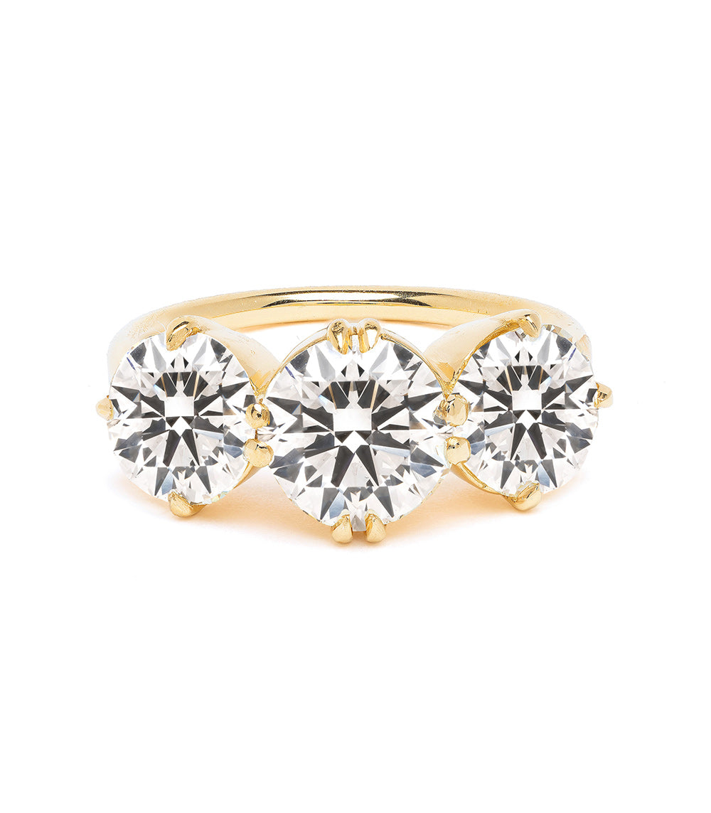 Claudette 3 Stone Engagement Ring SK-R68-LGD-3.22 yellow gold 3 stone engagement ring, three round diamonds