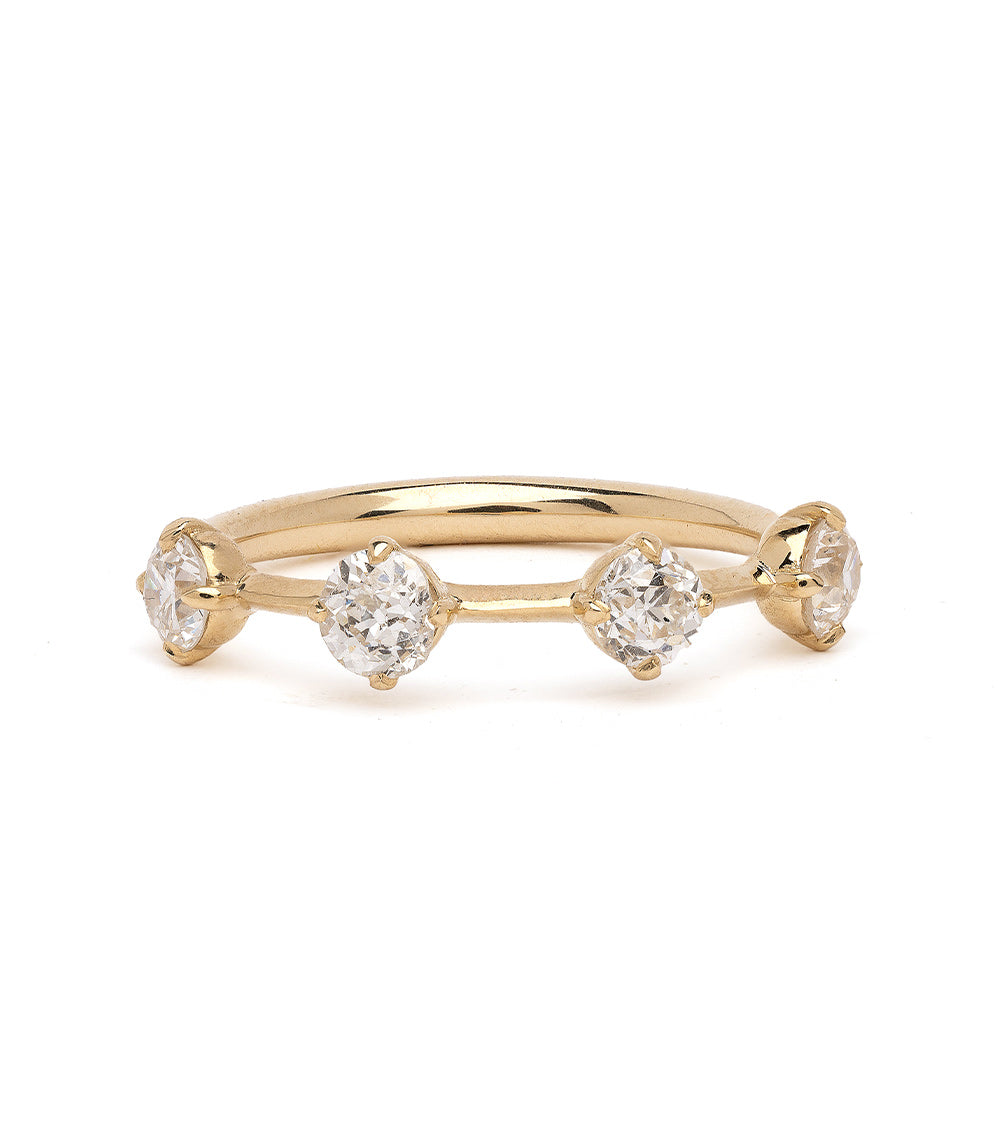 Estée Band SB-R2 14K yellow gold 3 stone engagement ring with three round diamonds in shiny settings