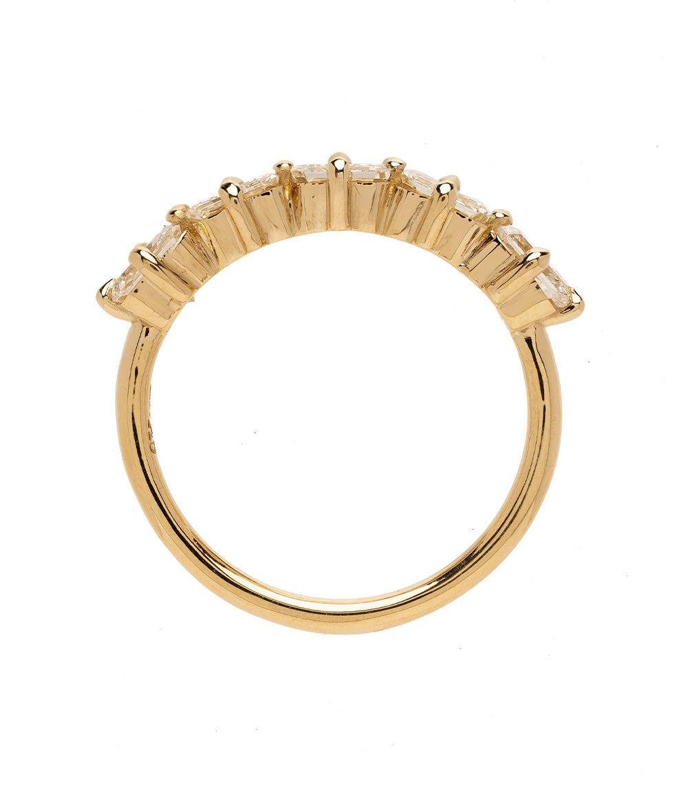 Claudette 5 Stone Band by SK-R68-Band-AC in yellow gold with clear five-stone setting.