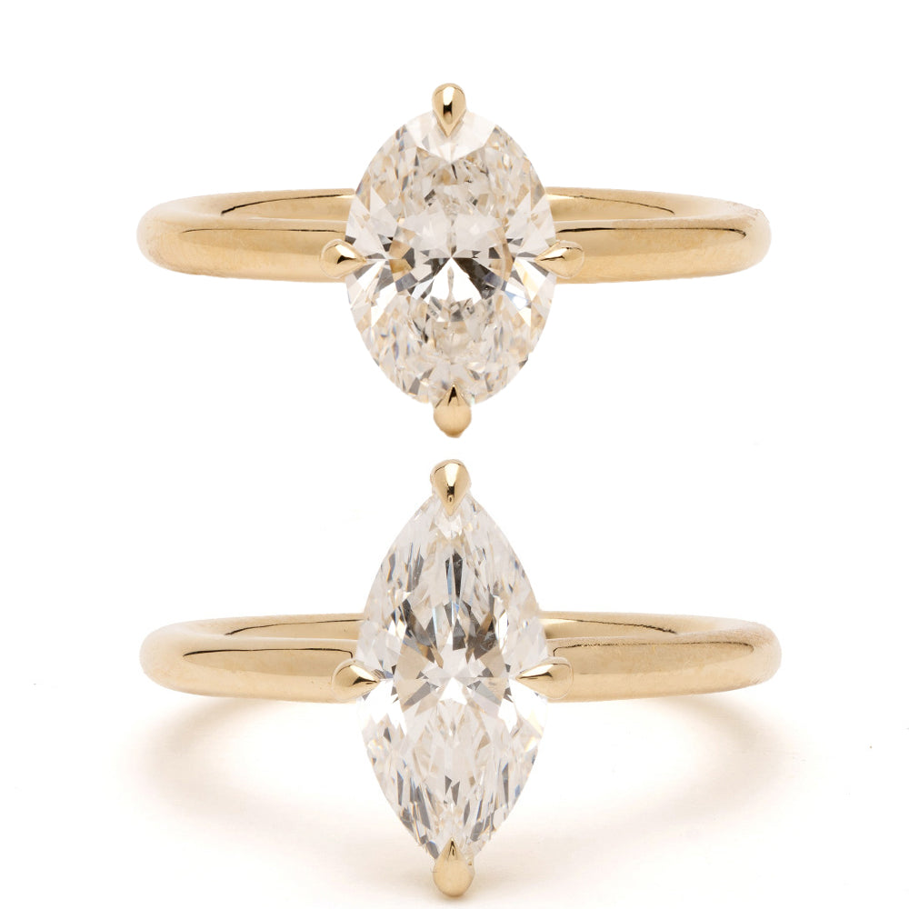 Billie Pinky Duo SK-R94-DUO pinky ring duo in gold with two marquise clear stones, stacked