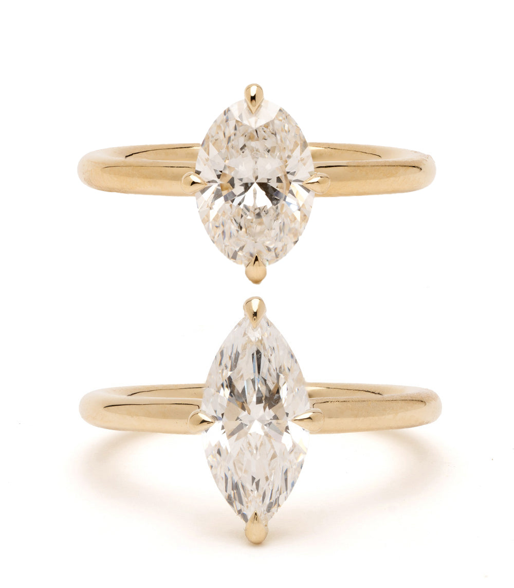 Billie Pinky Duo SK-R94-DUO pinky ring duo in gold with two marquise clear stones, stacked