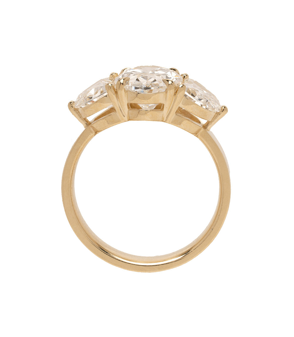 Charlie Sofia Kaman unique engagement ring in yellow gold with lab grown diamond center stone—faceted brilliance