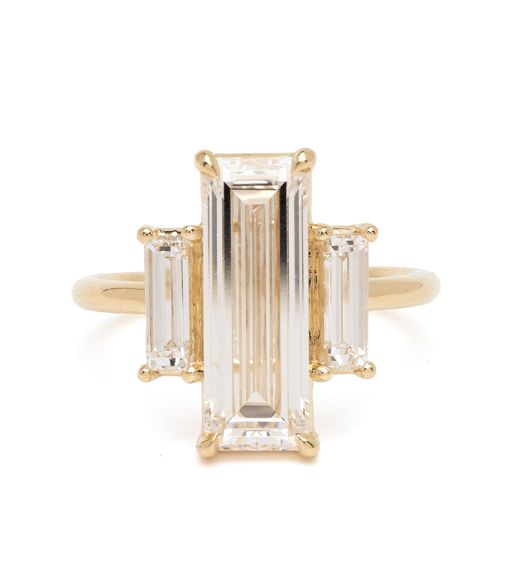 Lottie SK-R124-LGD-NS-BG-3.23 engagement ring in yellow gold with a baguette-cut center stone