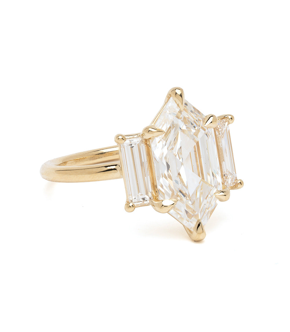 Lottie SK-R124-LGD-NS-HEX-3.51 engagement ring in yellow gold with large clear center stone