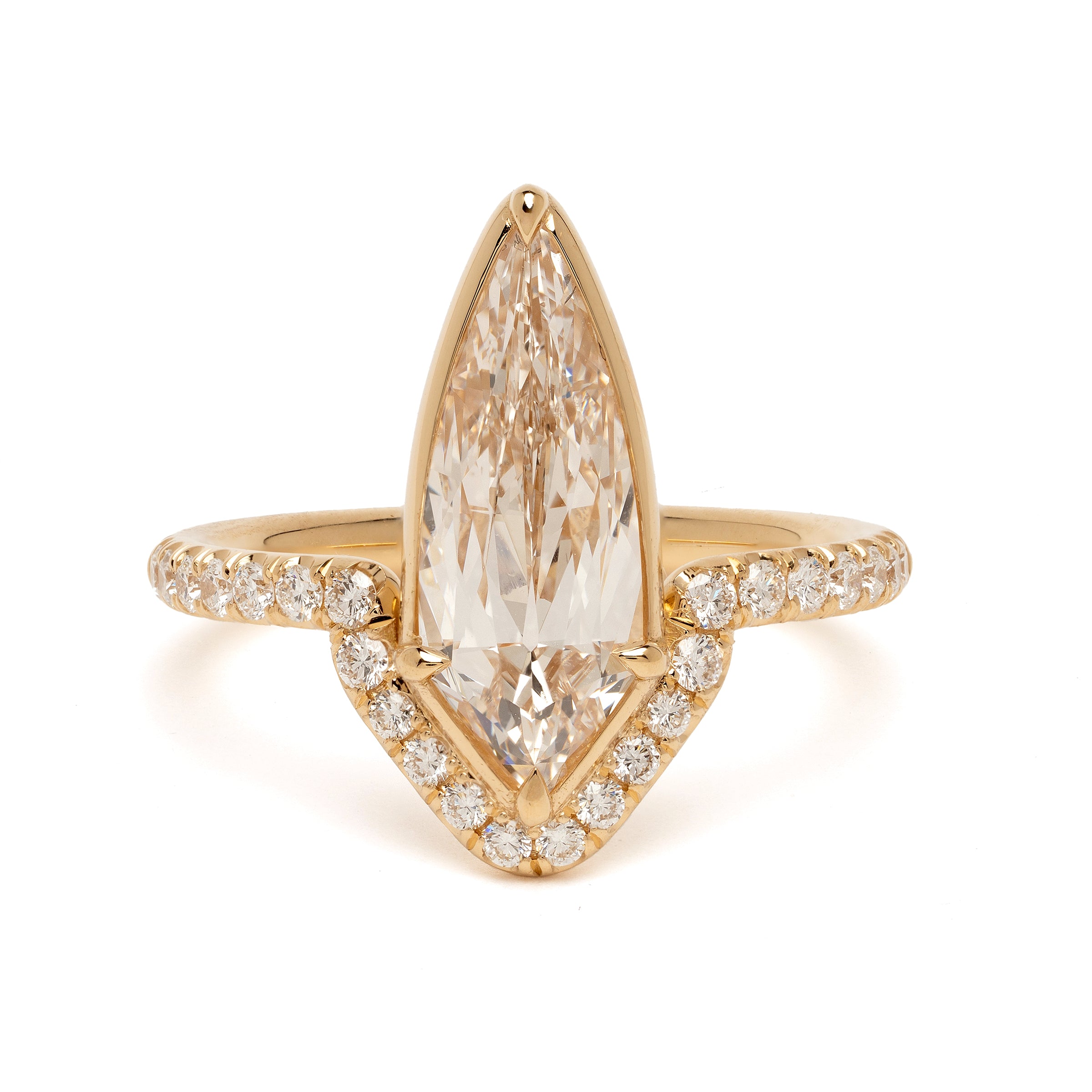 Aura SK-R120-CD-KS-2.08 unique engagement ring in gold with understated faceted diamond center