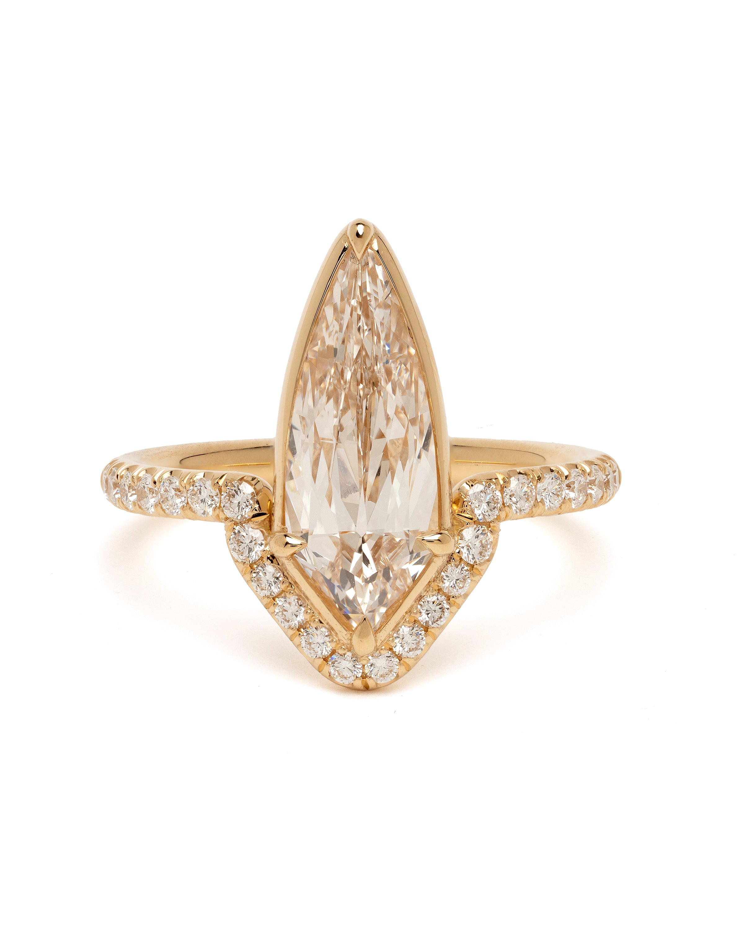 Aura SK-R120-CD-KS-2.08 unique engagement ring in gold with understated faceted diamond center