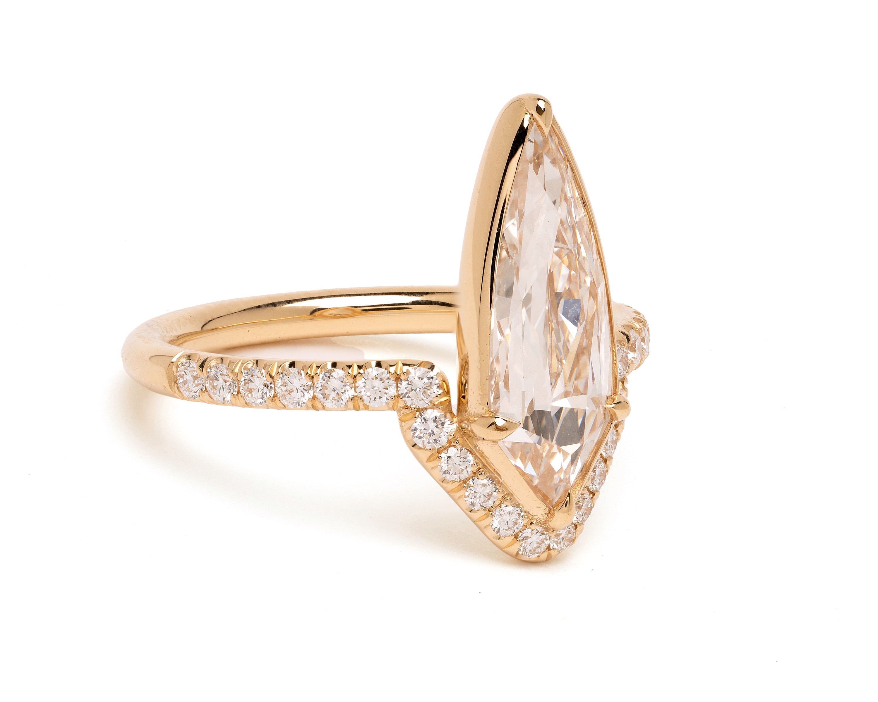 Aura SK-R120-CD-KS-2.08 engagement ring in gold with a marquise center diamond and halo stones