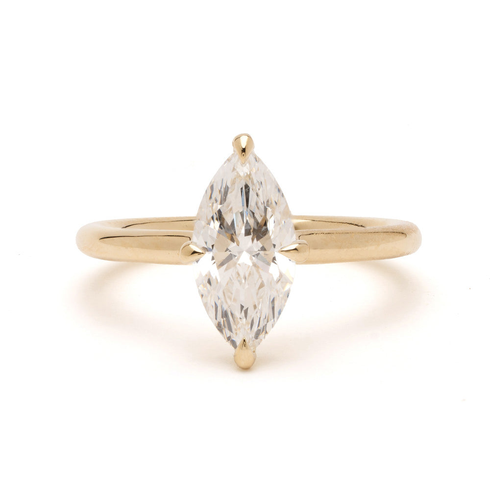 Billie Pinky Sofia Kaman ring in 14K yellow gold, shiny finish, marquise diamond setting with prongs
