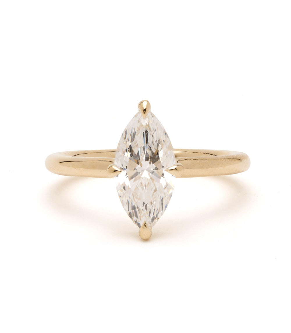 Billie Pinky Sofia Kaman ring in 14K yellow gold, shiny finish, marquise diamond setting with prongs