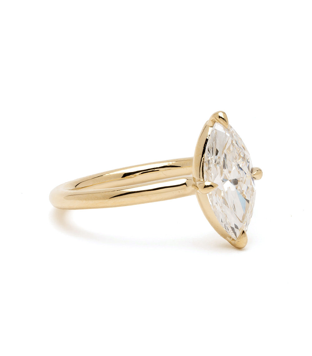 Billie Pinky Duo by SK-R94-DUO unique engagement ring in gold with marquise-cut clear stone