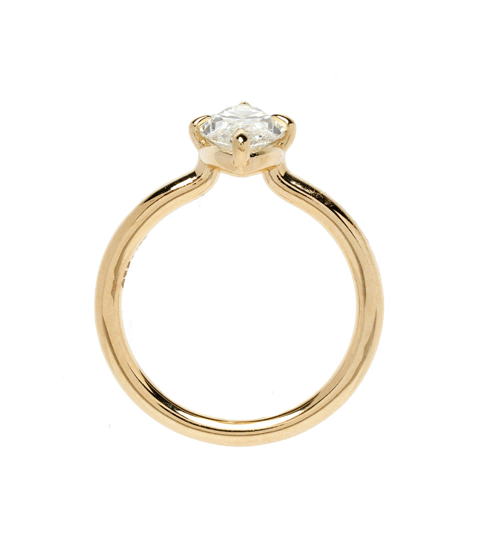 Billie Pinky Duo by SK-R94-DUO gold engagement ring with clear oval-cut stone, polished band