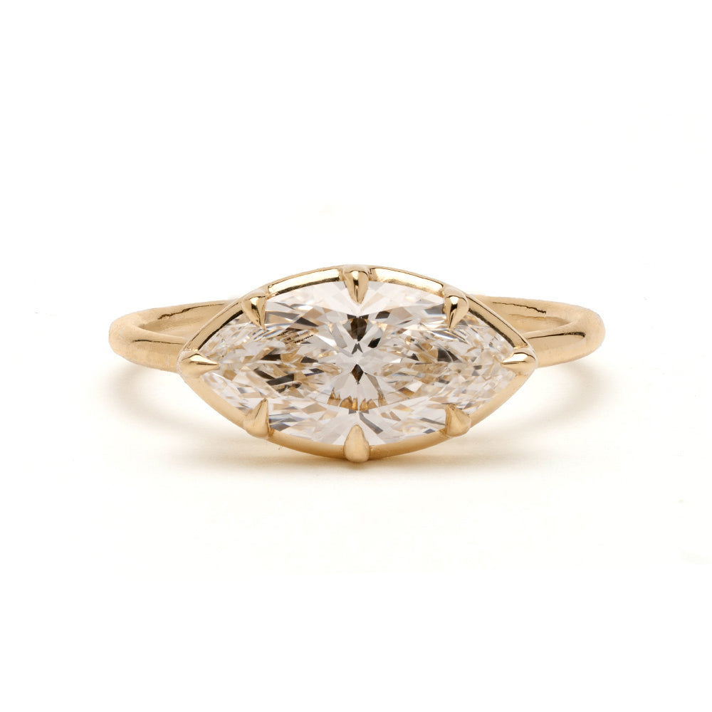 Gigi Pinky (Copy) by Sofia Kaman engagement ring in shiny 14K yellow gold with clear oval-cut diamond center
