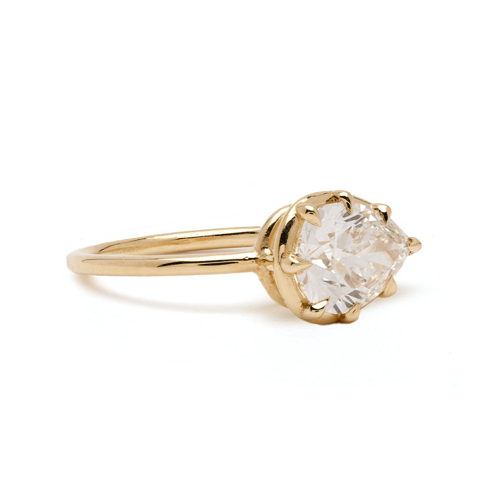 Gigi Pinky Duo by SK-R117-DUO gold engagement ring with oval clear diamond halo and prong setting