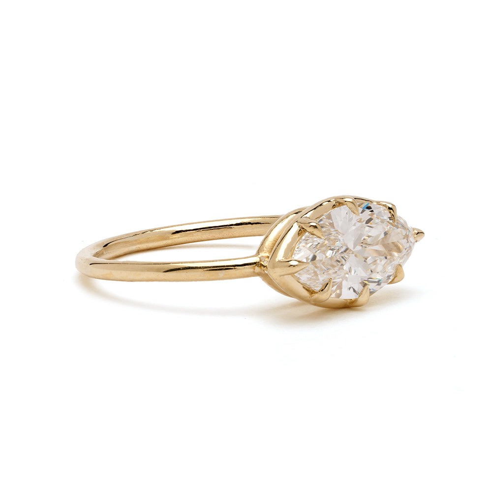 Gigi Pinky (Copy) by Sofia Kaman engagement ring in shiny 14K yellow gold with a round diamond centerpiece