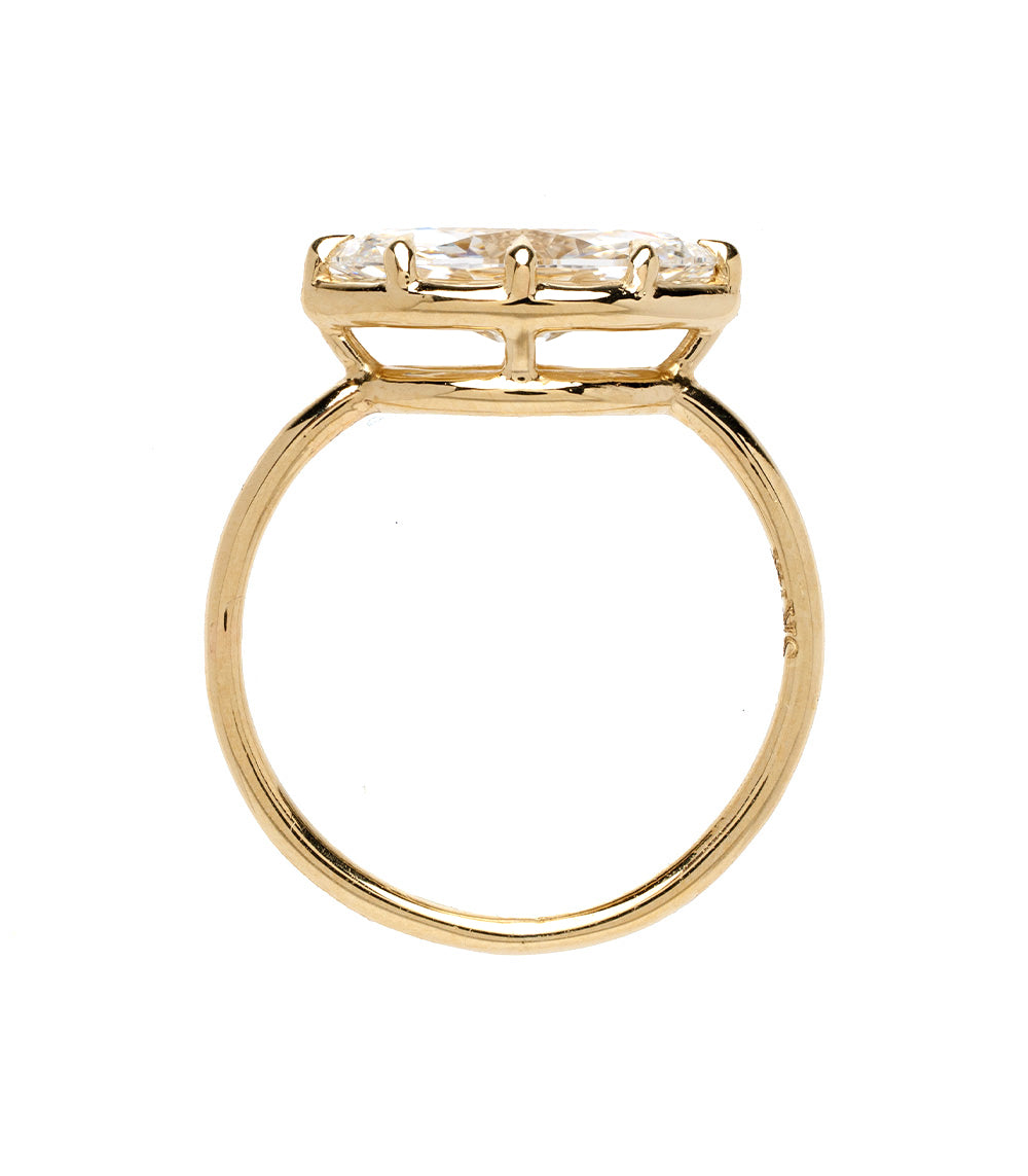 Gigi Pinky (Copy) by Sofia Kaman unique engagement ring, 3 stone engagement ring in shiny 14K yellow gold ring